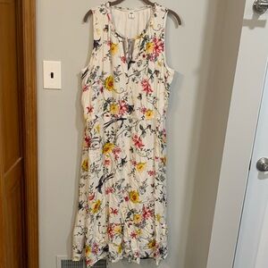 Old Navy Women's XXL Nature Print Sleeveless Midi Dress Ivory Floral Cottagecore